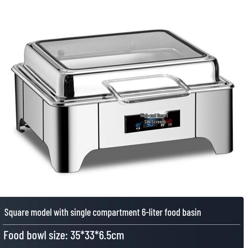 Stainless Steel Electric & Alcohol Buffet Warming Stove with Hydraulic Flip-Top