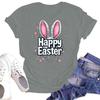 Happy Easter Women's Fashion Printed Round Neck Short Sleeve T-Shirt Pullover Top