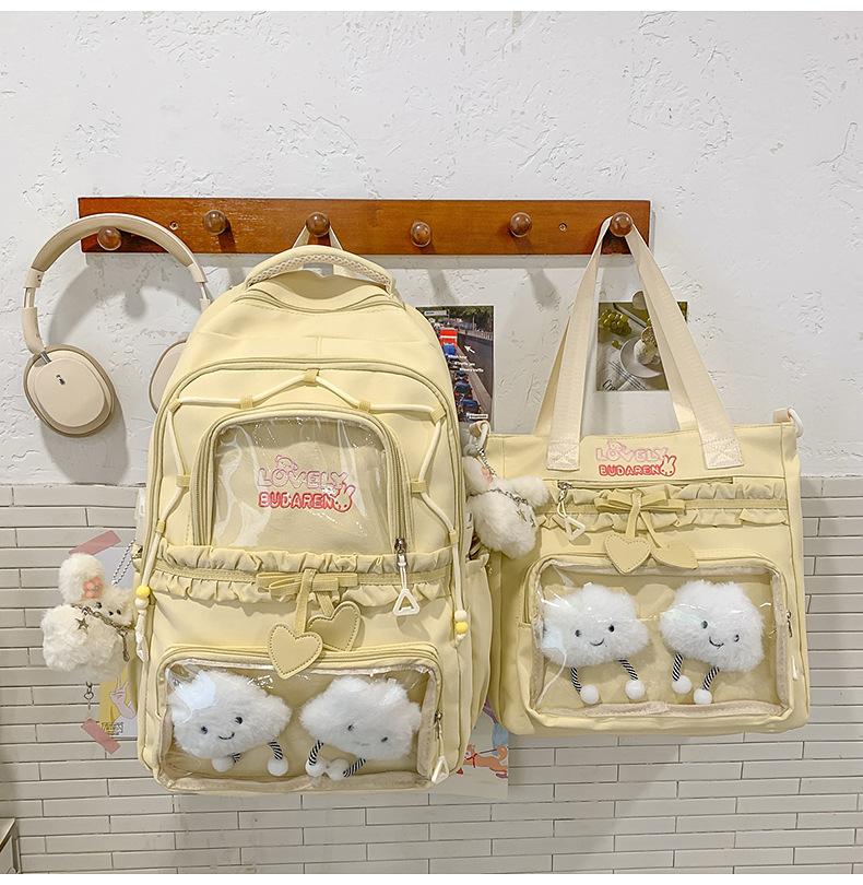 Школьная сумка в стиле Schoolbagins высокая стоимость студенческая школьная сумка женская корейский студенческий стиль двухсекционный рюкзак балетный стиль кружевная косметичка