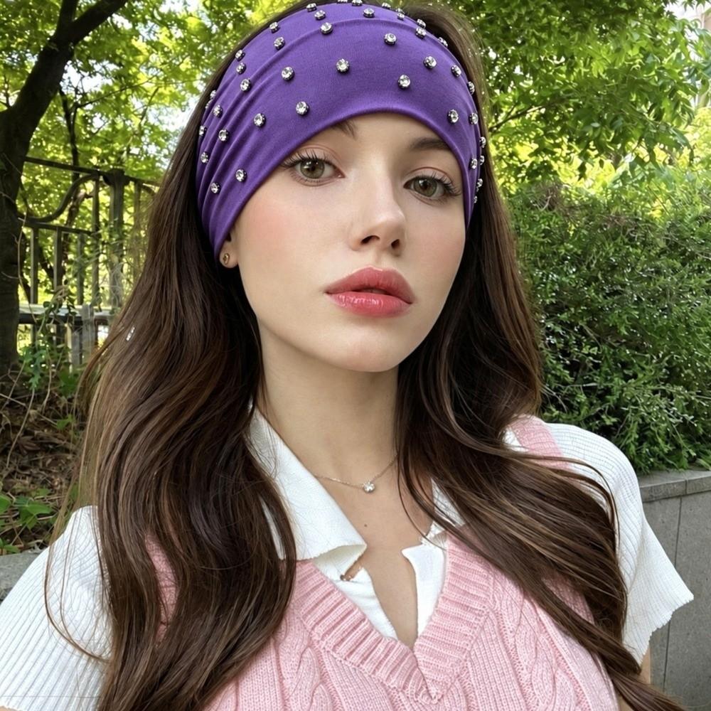 Soft Elastic Punk Rivet Hair Bands Wide Sports Headband Stylish Makeup Hairband Hair Accessories