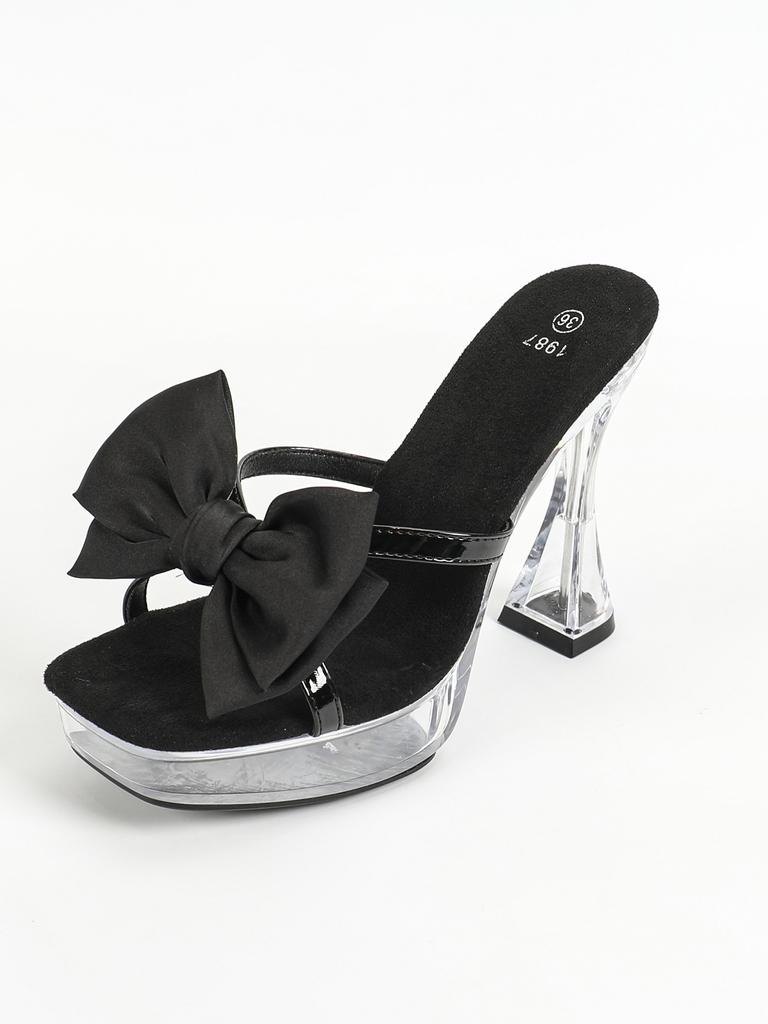 Женские босоножки на платформе, сексуальные, прозрачные, для ночного клуба, толстый каблук, квадратный, нескользящий, с цветком, 12 см, LFD-1987-48