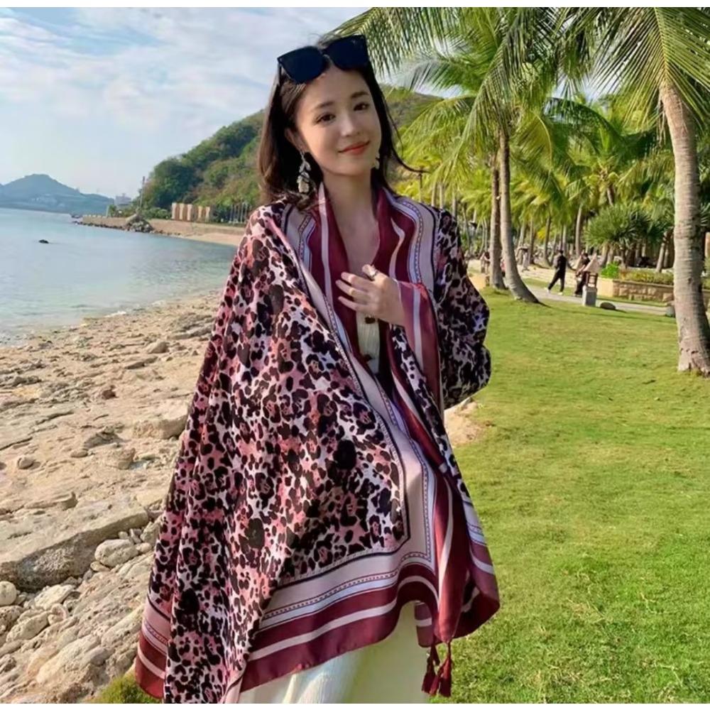 Соленое озеро Чака Туризм на Северо-Западе Этнический стиль Шарф Шелковый шарф Женский Летний Приморский Пляжный Платок Солнцезащитный Тонкий