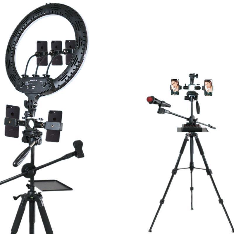 Universal Multi-Function Mobile Phone Stand with Beauty Fill Light for Live Streaming and Outdoor Use