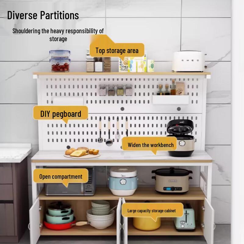 Modern Kitchen Storage Cabinet with Pegboard & Worktop