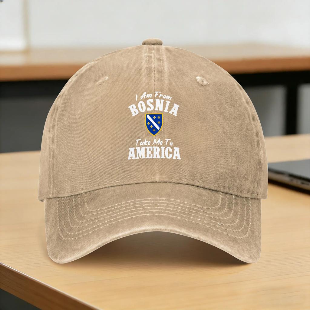 I Am from Bosnia Take Me to America Bosnian Casual Baseball Cap Summer Hippie Snapback Cap Women Unisex Funny Baseball Caps