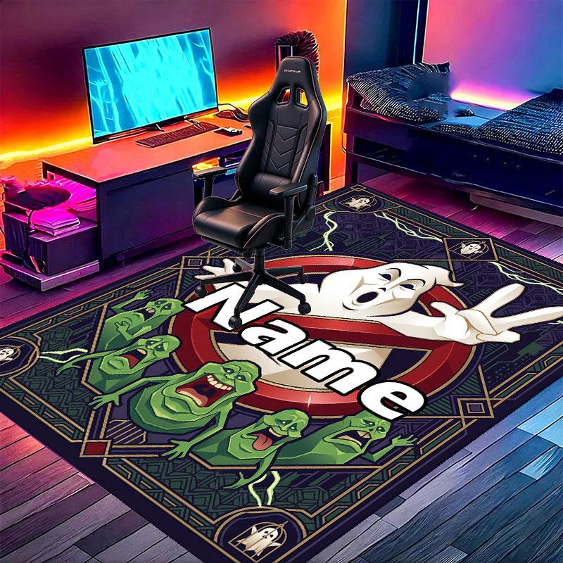 Custom Name Personalized Ghostbusters Print Carpet, Versatile Home Decor Rug, for Playroom, Apartment, Balcony, Entryway, Hallway Gift