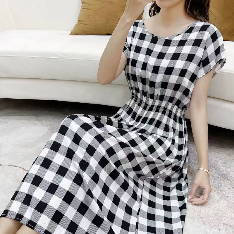 Летнее платье из хлопка и шелка в этническом стиле с цветочным принтом, модное элегантное платье больших размеров с короткими рукавами и средней длиной