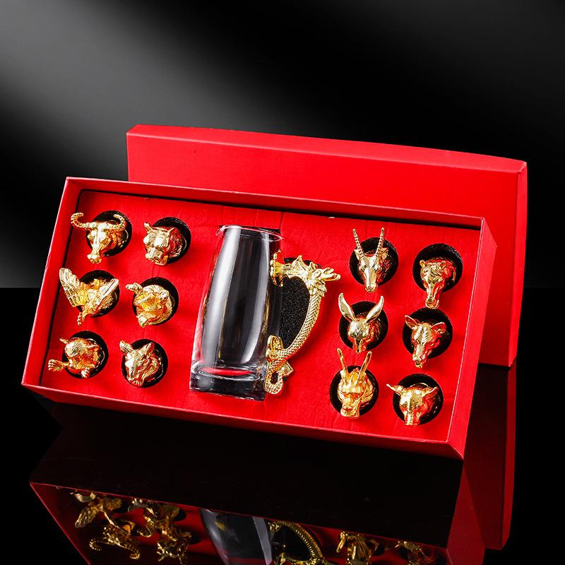 Набор бокалов для вина по знаку зодиака, чарка для байцзю, один бокал, прочное стекло, винный бокал, хрустальный бокал, маленький винный бокал, 1 два бокала можно