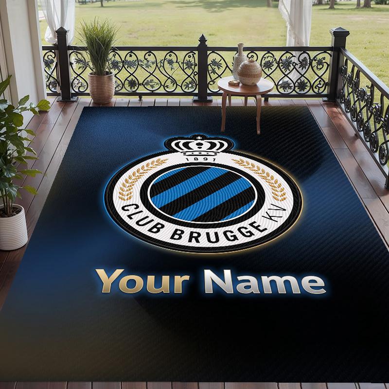 Custom Text Printed Rug Club Brugge FC Non Slip Floor Carpet For Home Room Decor