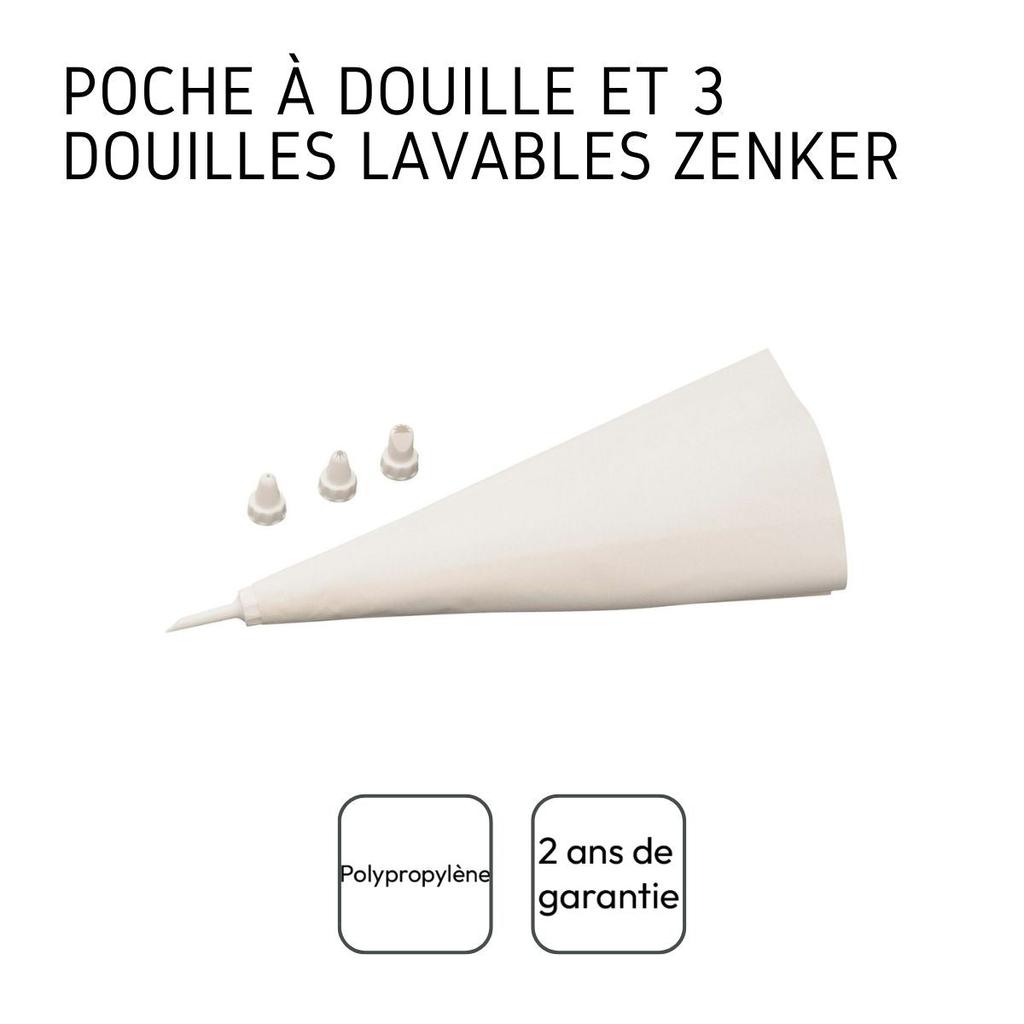 Poche à douille réemployable et 4 embouts plastique 31 cm Zenker Smart Pastry ref. 42786