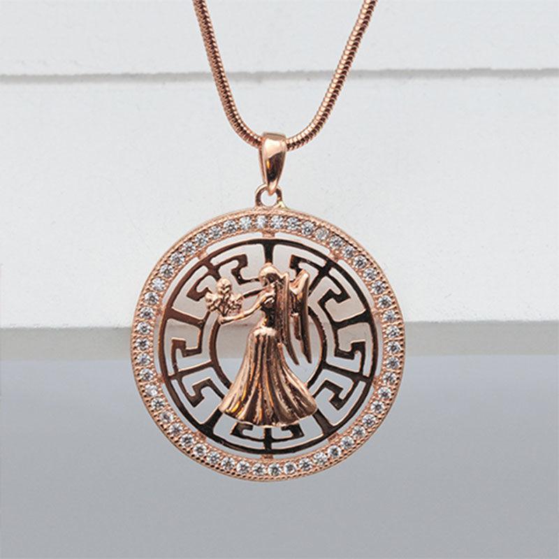 Фиолетовый Позолоченный Розовым Золотом 18K Подвеска Лев Двенадцать Созвездий Классический