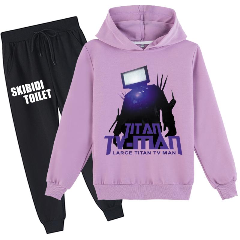Детский комплект с 3D толстовкой Skibidi, пуловер для туалета, спортивный костюм, детский свитер + брюки