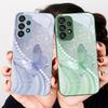 Градиентный чехол с жемчужной бабочкой для Samsung Galaxy S23 24 Plus S20 21 FE S25 Ultra A70 72 73 51 52 53 Закаленное стекло