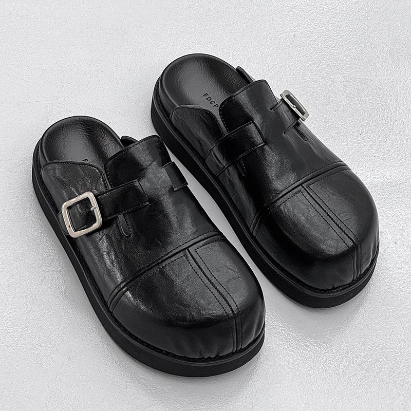 Большие черные туфли Boken премиум-класса на высокой платформе, верхняя одежда, одна педаль, ретро-модные тапочки 80521-J