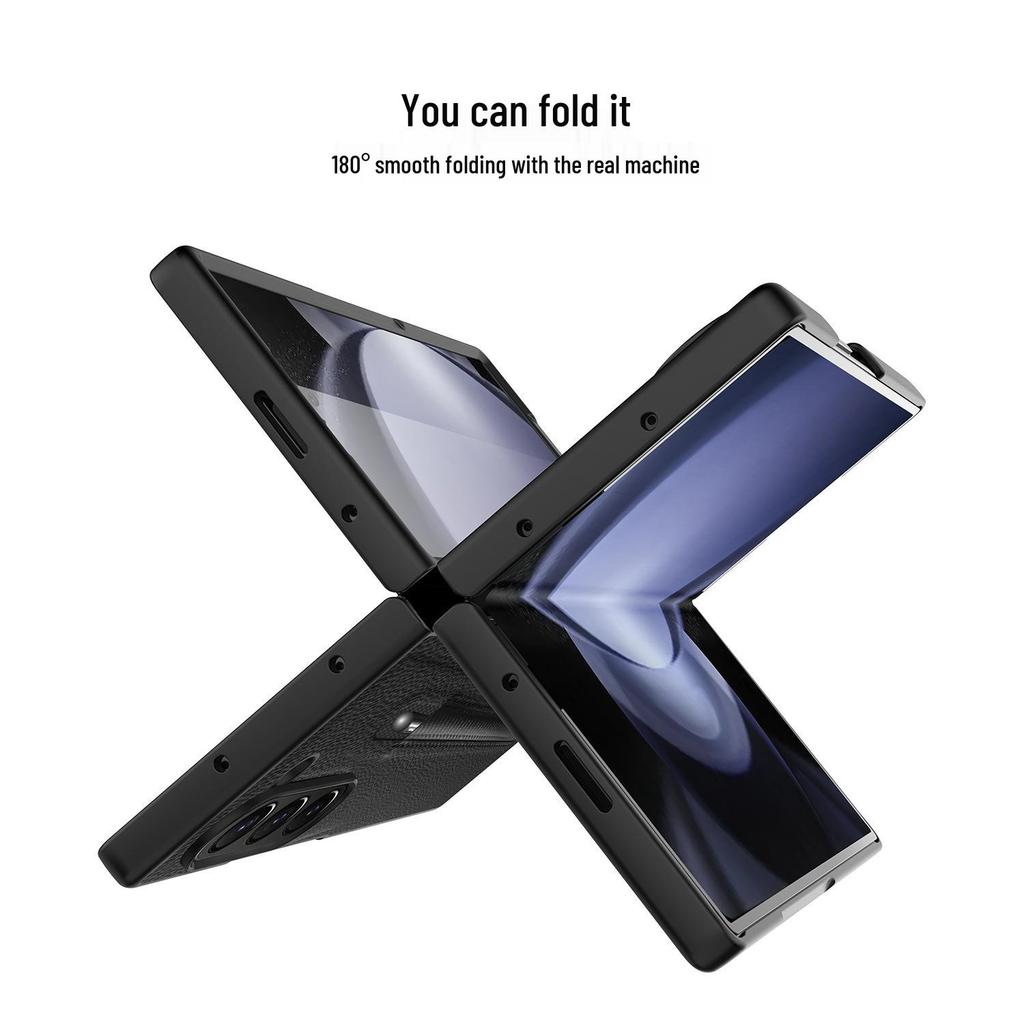 Чехол из кожи с рисунком личи для Samsung Z Fold6/Fold5 с держателем для стилуса