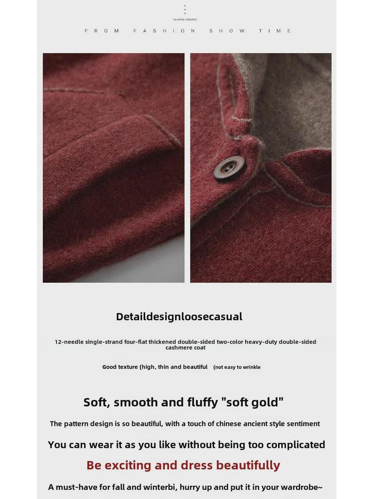 Женское кашемировое пальто с капюшоном — толстое, теплое, средней длины, выше колена, кардиган для осени и зимы