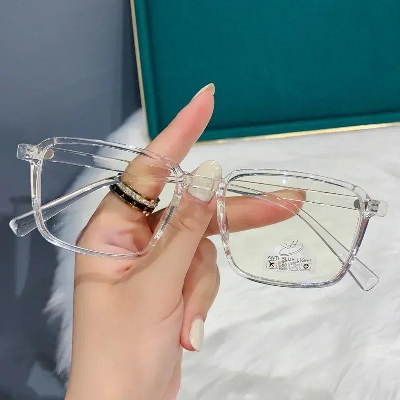 Очки для близорукости для женщин мужчин унисекс с квадратной оправой из ТР, блокирующие синий свет, очки для коррекции зрения, оптические очки по рецепту, диоптрии