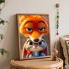 Disney Oil Painting DIY Digital Painting Nick and Judy Fox Rabbit HandPainted Wall Art for Living Room or Entryway.