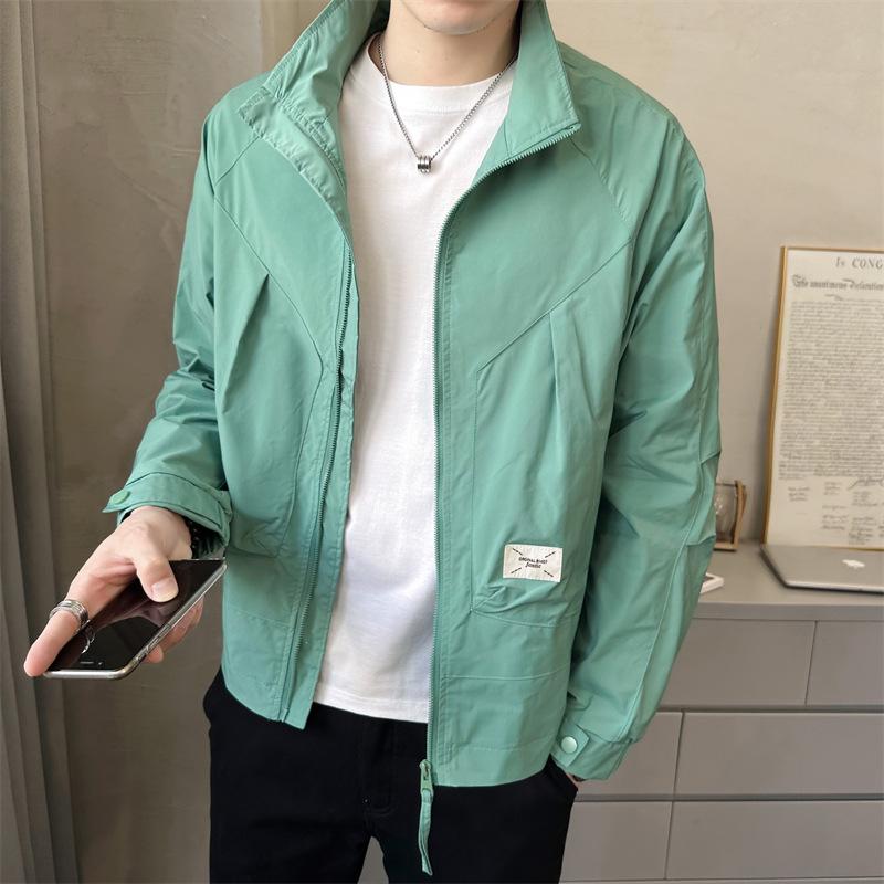 Осенняя мужская повседневная спортивная дышащая уличная куртка с воротником-стойкой, свободный материал