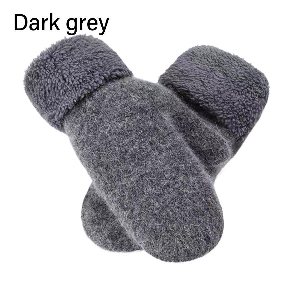 Wool Cashmere Plush Mittens Thicken Winter Hand Protection Solid color Full Finger Gloves  Driving