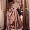 Европейское и американское летнее новое платье для банкета знаменитостей женское платье с высокой талией розовое вечернее платье сексуальное платье с разрезом темпераментное платье