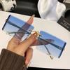 New European and American curved lenses leopard head metal frameless trimmed high-end sunglasses European and American sunscreen glasses