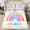 Радужная простыня на резинке двуспального размера и 2 наволочки, красочный радужный мультяшный комплект простыней на резинке с карманом 30 см для детей