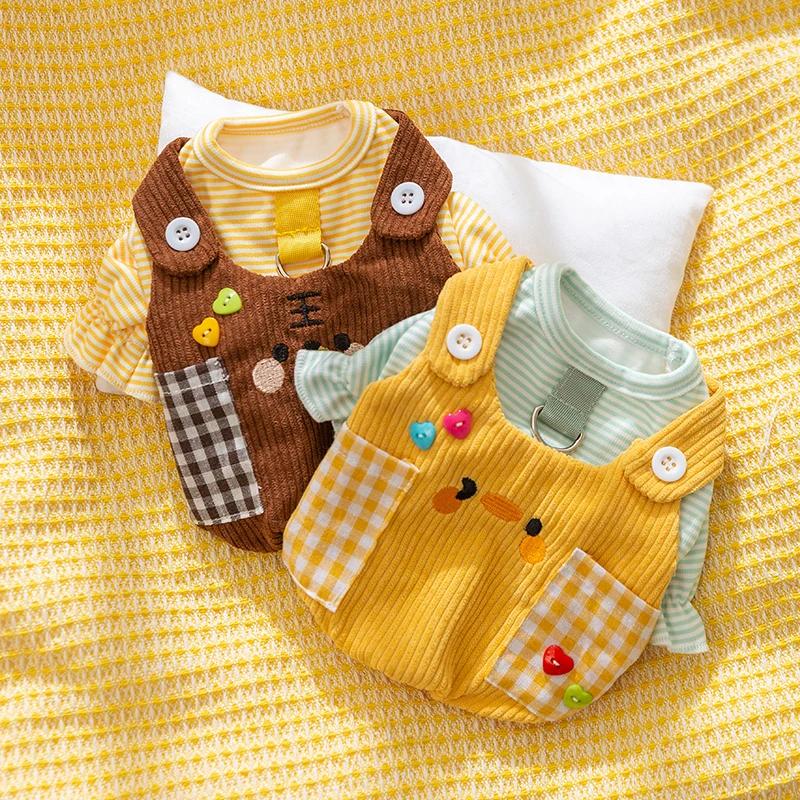 Ragdoll Cat Autumn Thin Dog Clothes Plaid Pocket Puppy Sweatshirt Teddy British Shorthair Leashable Two Legs Coat Pet Clothing