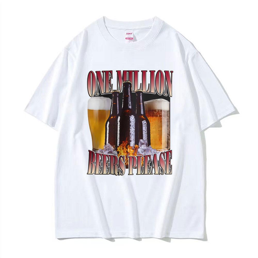 Bar Party Humor Funny Drinking Beer Please Graphic TShirt High Street Pop Short Sleeve T Shirts Unisex TShirt