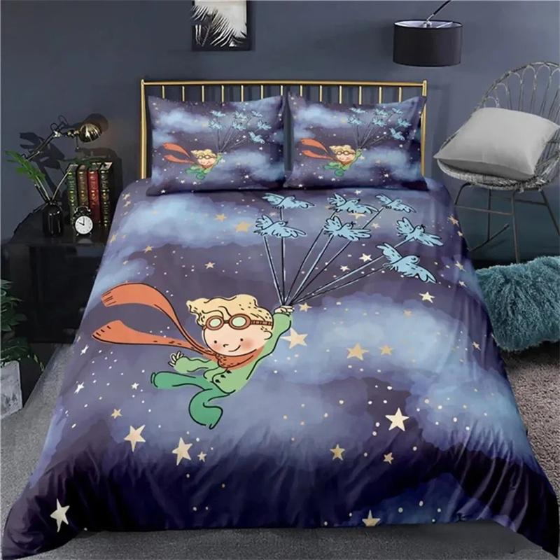 Аниме Маленький принц Le Petit Prince Комплект постельного белья для мальчиков и девочек Twin Queen Size Пододеяльник Наволочка Кровать для детей и взрослых