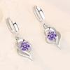 925 Sterling Silver  Woman Fashion Jewelry High Quality Blue Pink White Purple Crystal ZirconSelling Earrings