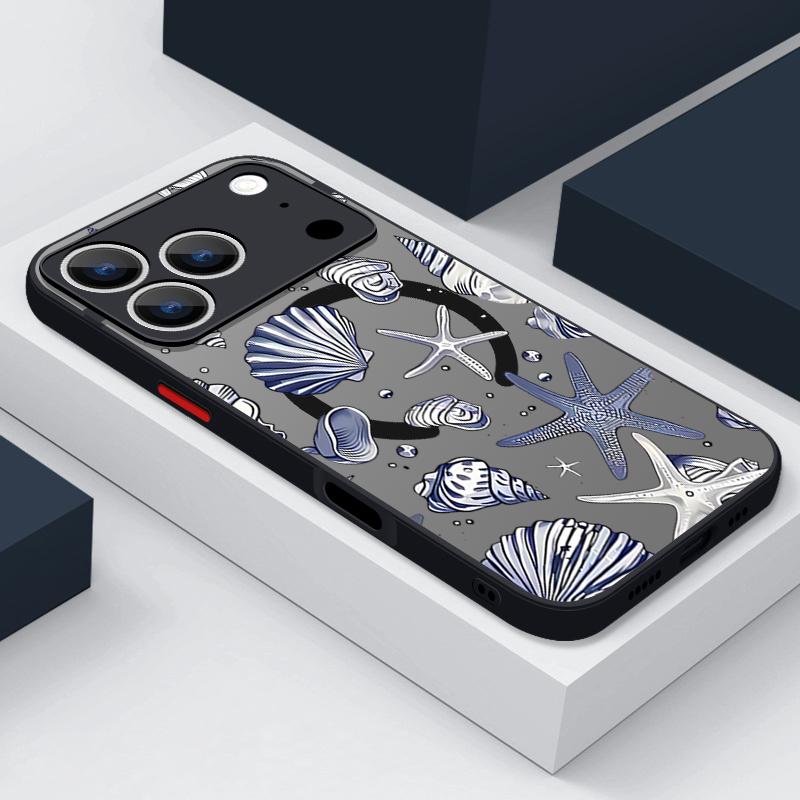 Чехол с рисунком Морская Черепаха, Ракушка, Кит для iPhone 17 Pro Max Магнитный для Magsafe Гибридный ТПУ+ПК Матовая Крышка для iPhone 16 Pro Max 15 14 13 12 11 16E Air
