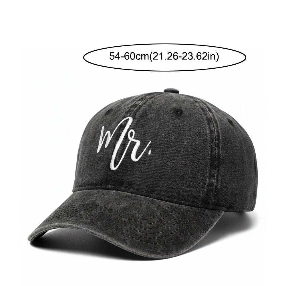 Adjustable Mr Mrs Embroidery Caps Washed Cotton Outdoor Sunscreen Hats Couple Baseball Hats