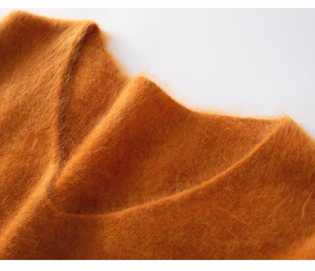 Women's Brushed Wool V-Neck Long-Sleeve Sweater: Autumn/Winter Loose Slimming Knitted Pullover Top