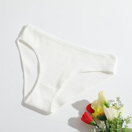 Хлопковое нижнее белье для женщин Низкая посадка Ребристые пикантные бикини-стринги Дышащие Высокий вырез Сексуальные хипстеры