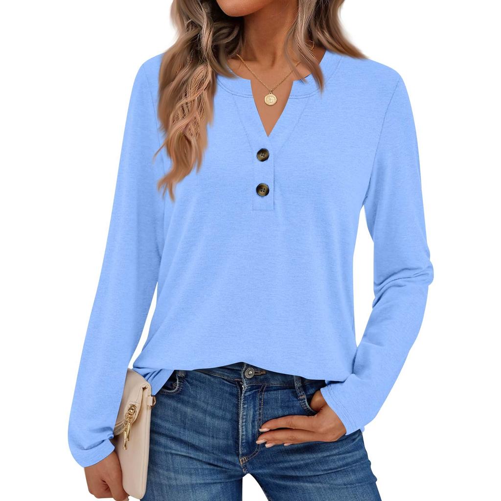 Women's Solid Color Long Sleeve Shirts Elegant Casual Tops Trendy Shirts Tops