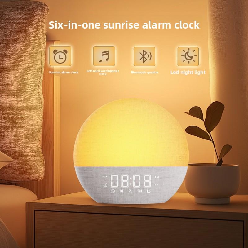 Sunrise Simulation Wake‑Up Alarm Clock White Noise Bluetooth Speaker FM Radio Bedside Night Light