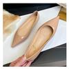 Versatile New Pointed High Heels Temperament Nude Inner Height Increase Red Sole Flat Shoes Single Shoes Women Patent Leather Light Mouth Low Heel