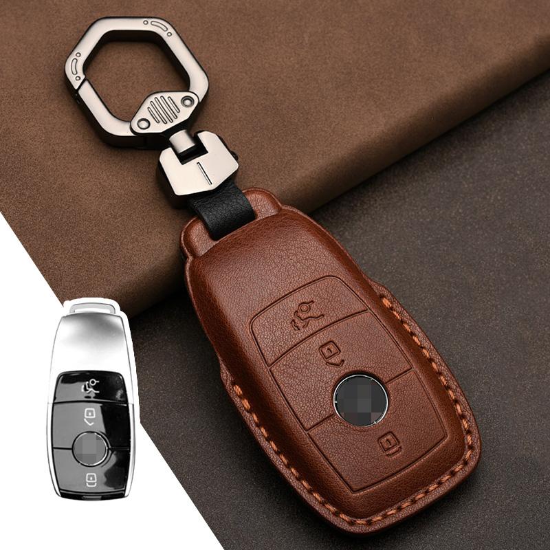 Genuine Leather Car Key Case Cover for Mercedes-Benz W203 W210 W211 Amg W204 C E S Cls Clk Cla Slk Classe Smart Car Keychain