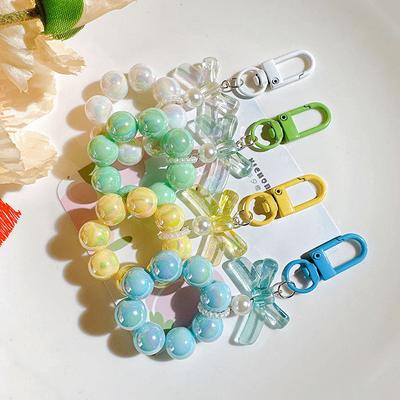 Браслет из бисера Candy Bows Anti-Lost для мобильного телефона, ремешок на запястье, брелок для ключей в машину, милый телефонный шарм