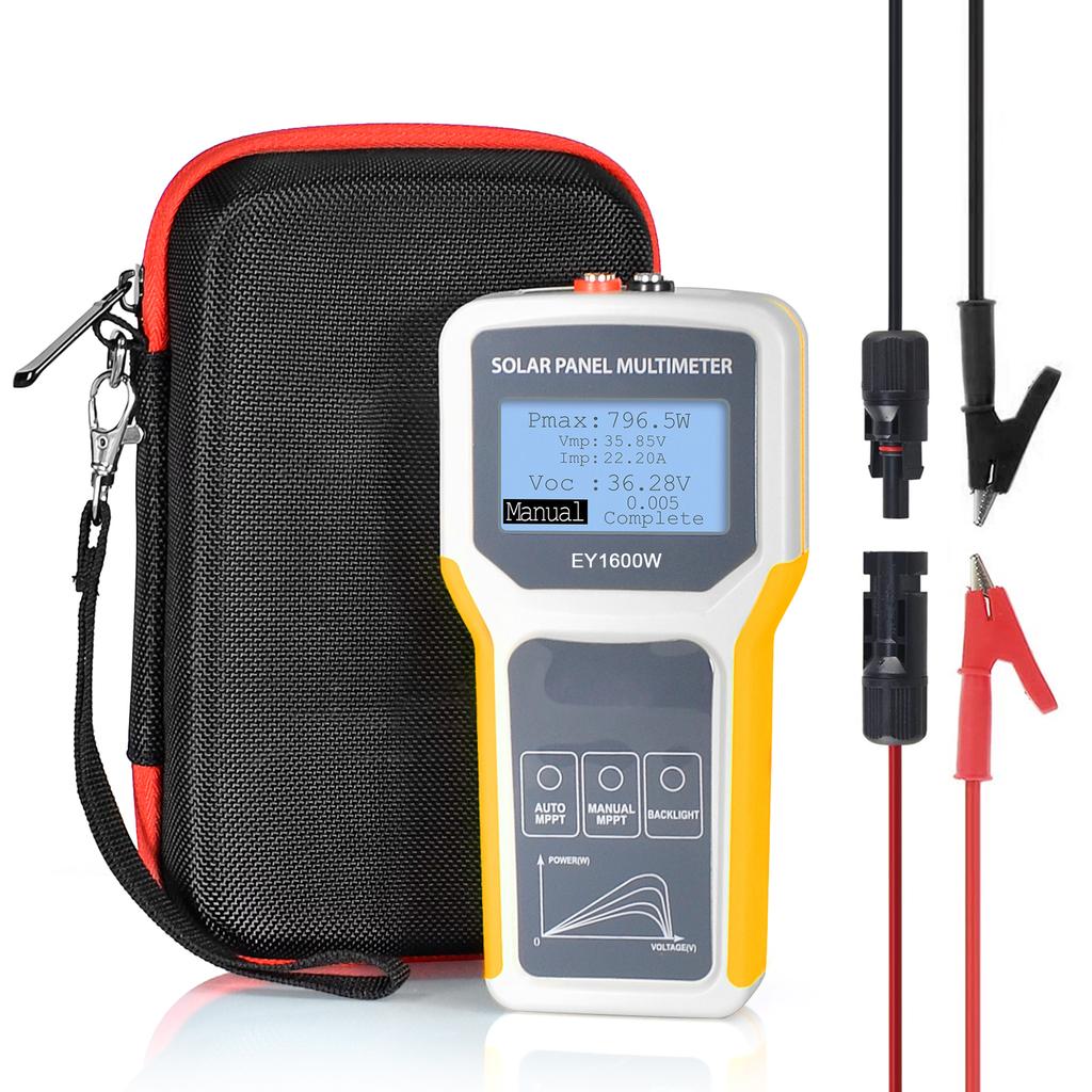 Solar Panel MPPT Tester 1600W, Portable Photovoltaic Multimeter Tracking Max Power Point Watt Volt Current, Open Circuit Voltage