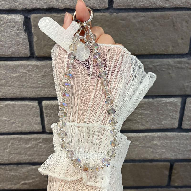 1Pc High-End Luxury Hand-Beaded Wrist Chain Mobile Phone Lanyard With Short Water Drop Crystal Pendant Hand-Held Hanging Chain