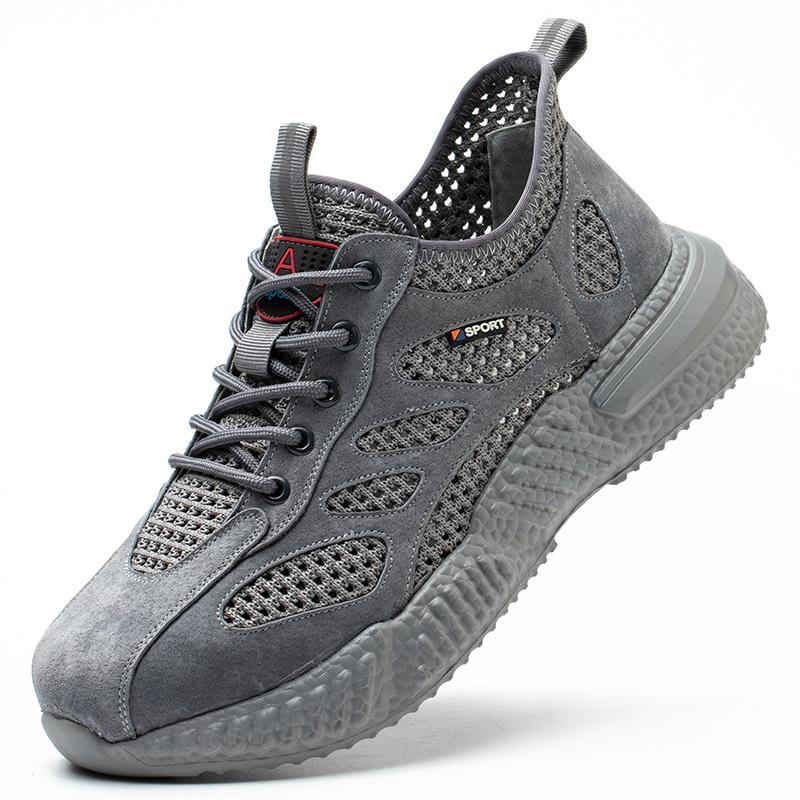 Breathable Lightweight Work Safety Shoes Men Summer Steel Toe Shoes Work Sneakers Puncture-Proof Indestructible Shoes Non-Slip