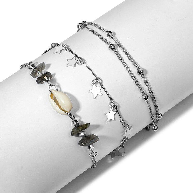 Boho Shell Star Beach Ankle Multilayer Silver Color Ankles Bracelets For Women Sandals Leg Chain Foot Jewelry Ankle Bracelets