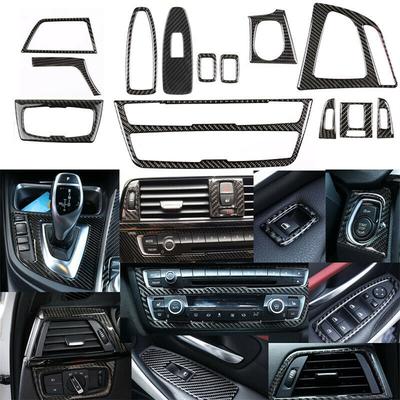 13 шт. Накладки для отделки интерьера из настоящего углеродного волокна для BMW 3/4 серии F30 F34 F36
