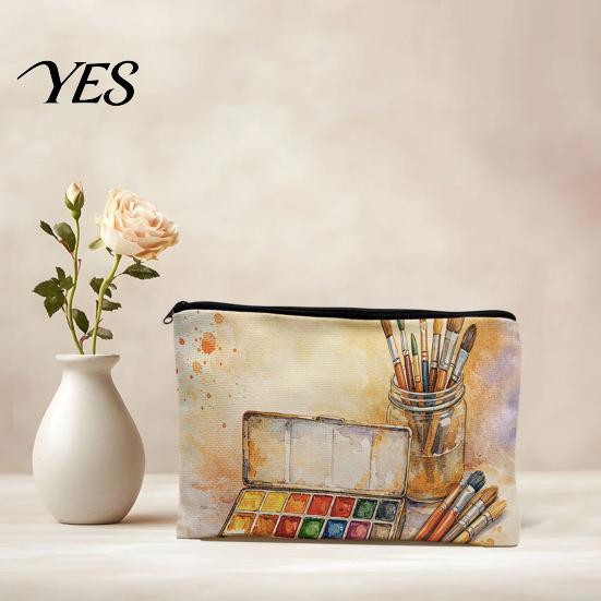 Durable Craft Supply Case Canvas Storage Bag, with Smooth Zipper, Large Capacity Portable Waterproof Makeup Organizer Pouch, Toiletry for Stationery