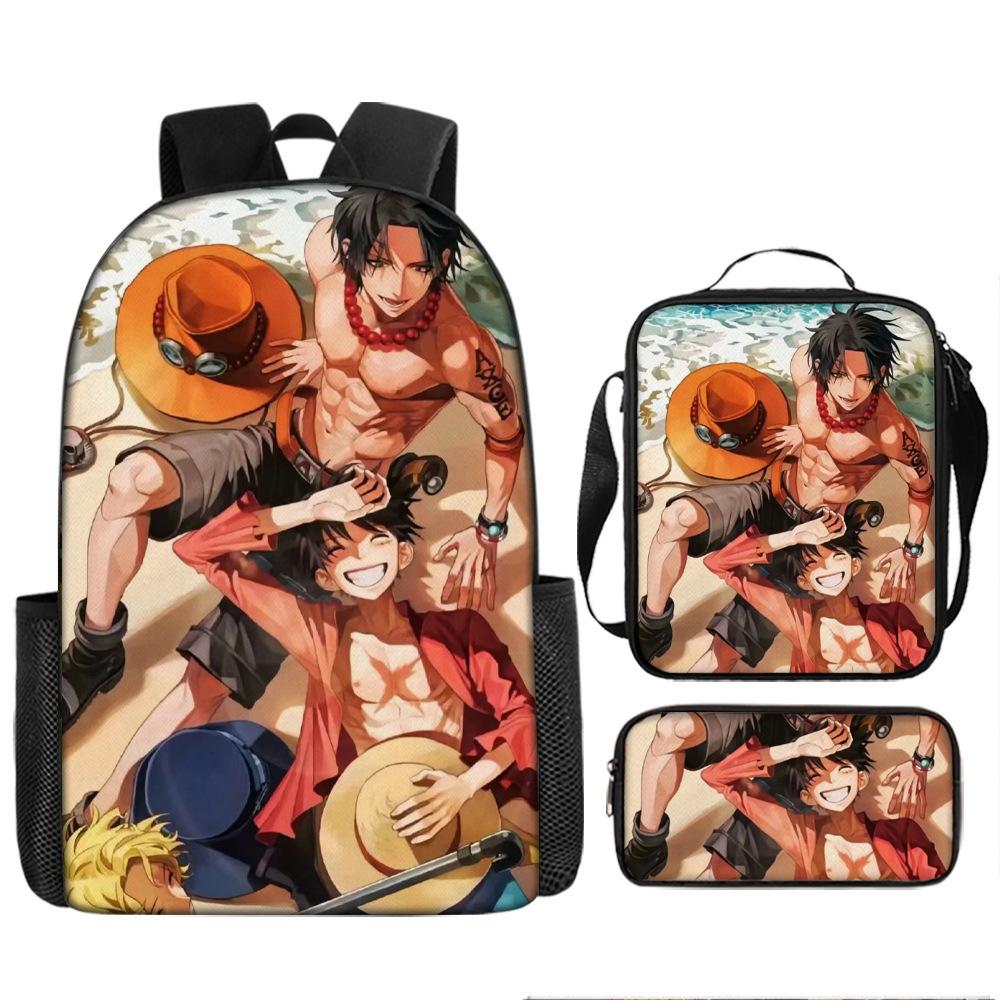 One Piece Луффи Школьная сумка One Piece Рюкзак Зоро Студенческий Рюкзак Морской Король Портфель Набор Пеналов