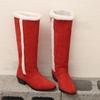 Women's Low-heeled Boots Autumn and Winter New Comfortable and Warm Thick-heeled Large-size Plush Medium Boots