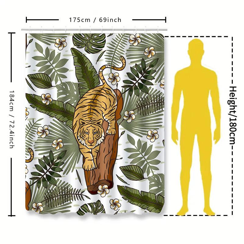 Animal Print Shower Curtain Jungle Tiger Design For Bathroom Decor 180X245Cm Polyester Fabric Waterproof Shower Panel Curtain Wi