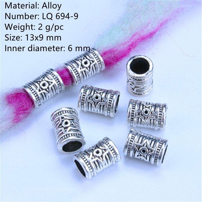 5pcs/bag Silver Metal Hair Rings Braid Dreadlocks Bead Hair Cuffs Dread Tube Charm Dreadlock for DIY Hair Accessaries